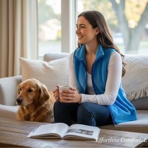 Lands' End Blue Fleece Jacket (Size XL)